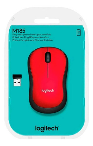 Logitech M185 Wireless Mouse Color Rojo