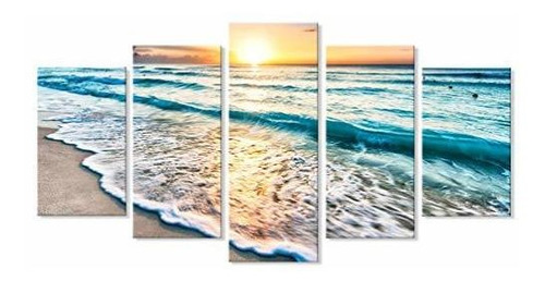 5 Piezas Mar Puesta De Sol Moderno Arte De La Pared Conjunto