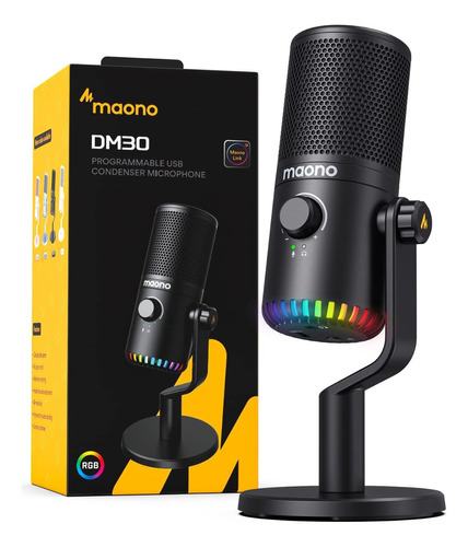 Micrófono Maono DM30 RGB condenser Cardioide color negro