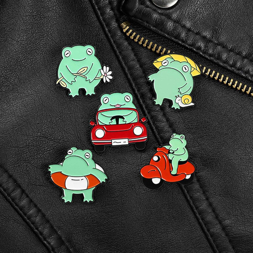 5 Uds., Broches De Esmalte De Rana Divertidos, Broche De