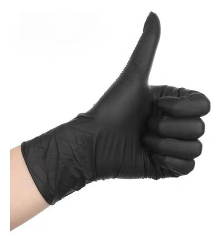 Guantes De Nitrilo Caja Por 100 Unidades, Talla Xl Color Negro, Resistentes A Fluidos Biológicos, Antisépticos Y Desinfectantes.