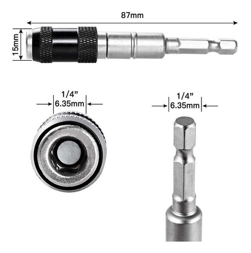 Extensor Flexível Parafusadeira Ponta Haste Bits 1/4 Curva