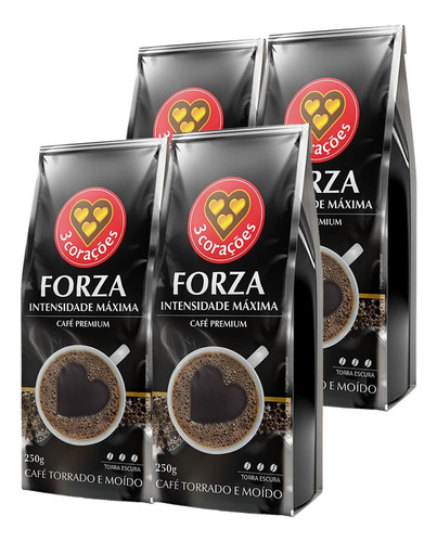 Kit 4und Café Torrado E Moido Intenso Forza 3 Corações 250g