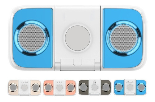 Soporte para teléfono celular Power Bank con 3 y 1 altavoz Bluetooth, color azul