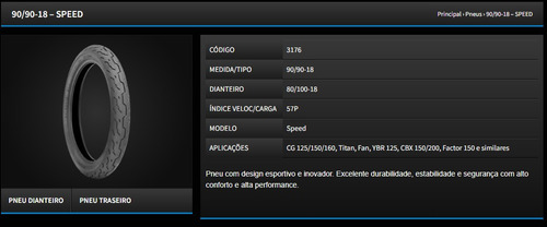 Par Pneu Speed Technic 90/90-18 + 80/100-18 Uso Sem Camara