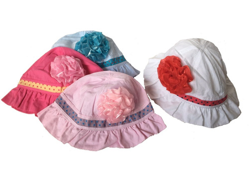 Gorrito/gorro Beba/nena Liso Con Flor - 12 A 24 Meses