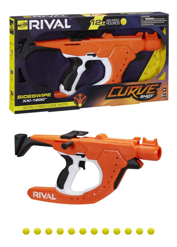 Nerf Rival Curve Shot Sideswipe Xxi-1200 Blaster Fire Rounds