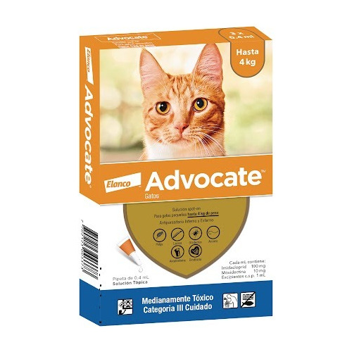 Advocate Gatos 4 Kg X 0.4 Ml 1 Pipetas 1 Meses