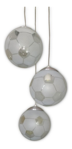 Pendente Globo Vidro 20cm - Bola Futebol - 90cm Regulável