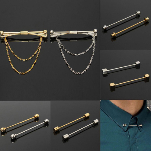 2 Piezas Barbell Pin Collar Solapa Bar Para Hombre Boda Clip