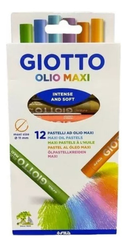 Oleo Maxi Giotto X 12 Colores Tiza Graso Olio 11 Mm