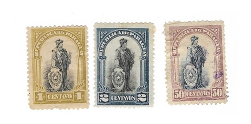 Lt1356. Tres Estampillas Del Paraguay. Serie De 1911.