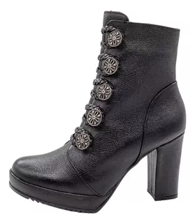 Botas De Mujer En Piel Con Tacón Y Cierre Lyard 15601 Negro