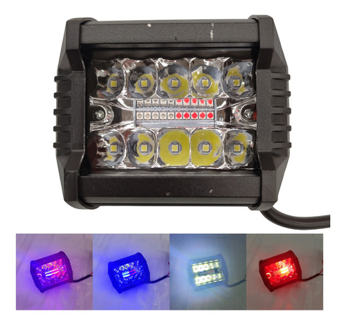 Faro Auxiliar Led Moto Luz Blanca 6000lm C/estrobo Rojo Azul