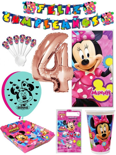 Kit Decoracion Minnie X12 Niños+ Obsequio + Bombas