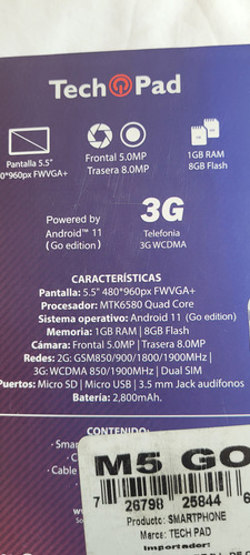 Celular Tech Pad M5 Go Android 11 Dual Sim (Usado)