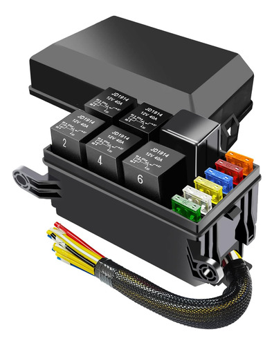 Caja De Fusibles Y Relés De 12 V Precableada, 6 Ranuras De R