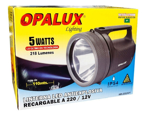 Linterna Antiexplosiva Recargable 5w Hb-2222gy Opalux