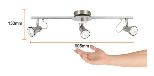 Imagen 5 de 8 de Luminaria Triple Spot De Riel Tecnolite 18w Base Gu10