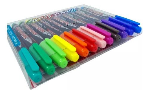 Estuche De Marcadores X12 Punta Fina Permanente Offi-esco