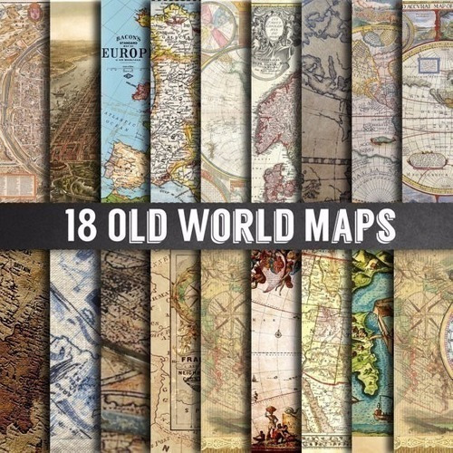 Kit Imprimible 18 Fondos De Mapas Antiguos -