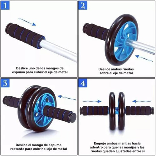 Kit Ejercicio 12 Rodillo Abdominal Barras Push-up Ejercitado