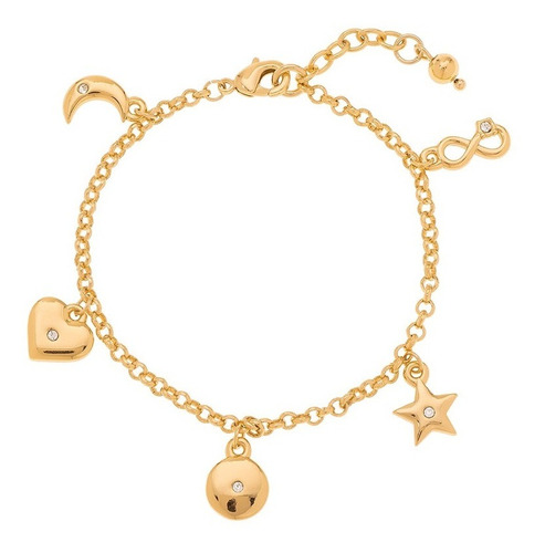 Pulsera Suerte Dorada Dije Estrella, Luna, Corazón, Infinito