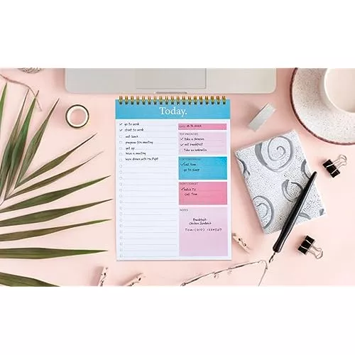 To Do List Notepad - Daily Planner Notepad Undated 52 Sheets Tear Off, 6.5  x 9.8 Checklist Productivity Organizer with Hourly Schedule for Tasks