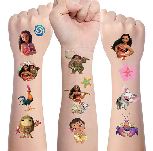 Tatuajes Temporales Para Niñas Moana Para Niños, Suministros