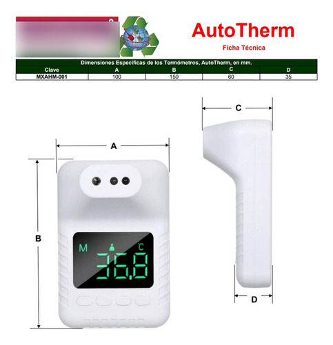 Termómetros Para Escuelas , Mxahm-001, Pantalla Lcd, Temp. -