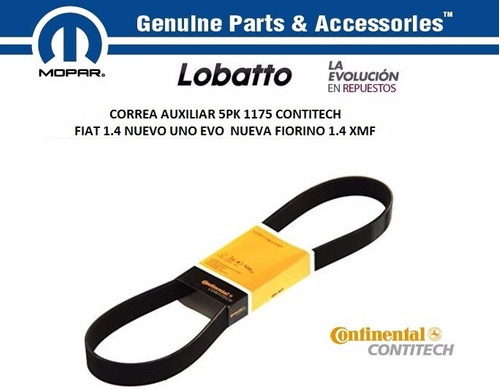 Correas Poli V 5pk 1175 Contitech Uno Evo Nueva Fiorino 