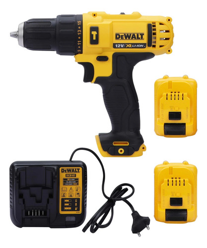 Kit de Taladro Percutor/Atornillador Inalámbrico de 3/8" (10mm) de 12V MAX + 2 Baterías + Cargador