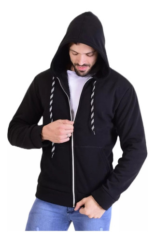 Campera Algodón Con Corderito Piel Capucha Hoodie