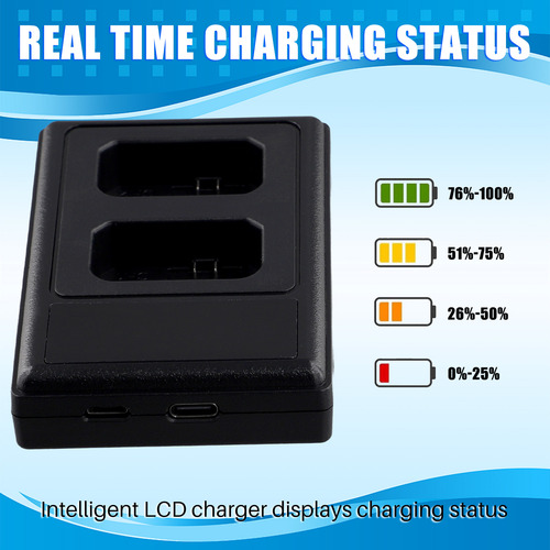 Cargador De Batería Dual Usb Lcd Para Cámara Np-fw50/bn1/bx1