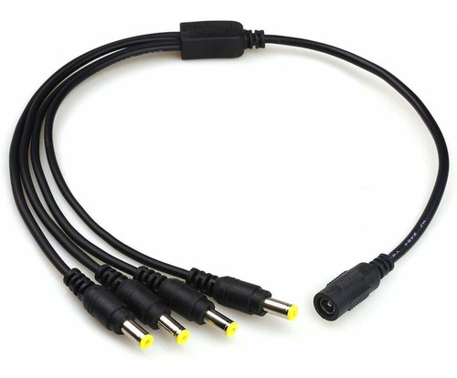 Cable De Alimentacin Cc Negro, 1 Hembra A 4 Machos 0.217in X