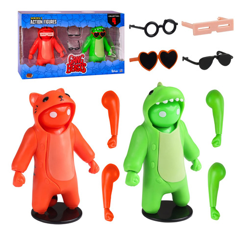 Figuras De Accin De Gang Beasts | Rojo Y Verde | Juguetes Co