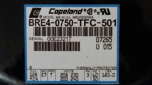 Imagen 2 de 6 de Compresor Copeland De 7.5 Tons Ph3 220 Volt Piston R-22 !!!