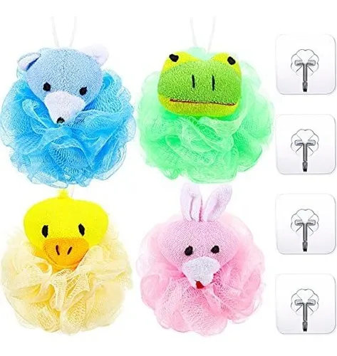 Esponja De Baño De 4 Piezas Con Forma De Animal, Bonita Espo