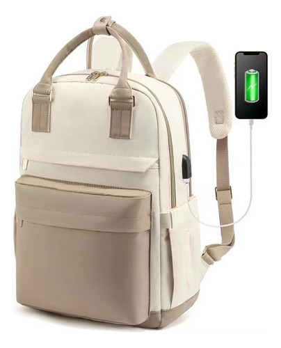 Elegante Mochila Para Portátil De Alta Capacidad Puerto Usb