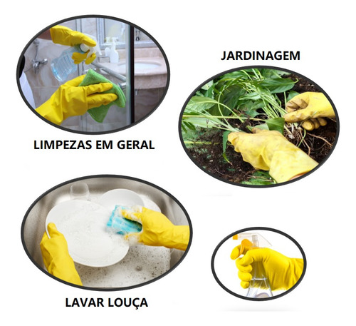 Luva Látex Impermeável Multiuso Jardim Louça Limpeza Geral