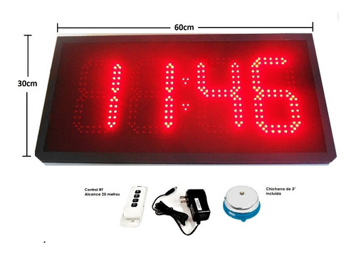Reloj Cronómetro Digital De Leds Dígitos 20cm Control Timbre