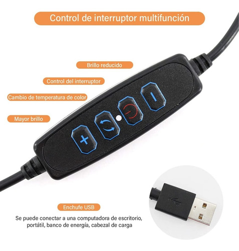 Aro De Luz Led Con 3 Modos De Luz Y 10 Niveles De Brillo