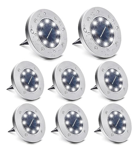 Paquete De 8 Luces Solares De Tierra, 8 Led