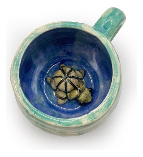 Taza De Tortuga Sorpresa - Agua Clara - Ceramica Artesanal