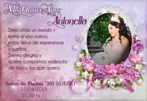 Invitaciones Tarjetas 15 Años Personalizadasx 5 Unidades