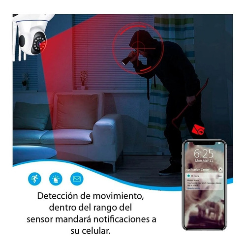 Camara Seguridad Wifi Ip360 Infrarrojo Sensor 3 Antena 1080p