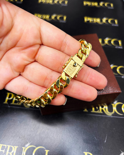 Pulseira Grumet 25 Gramas 12mm Ouro 18k 750 Fecho Nome