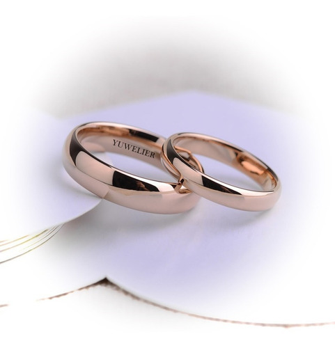Imagen 1 de 6 de Par Anillos De Tungsteno Rose Gold Pareja Matrimonio