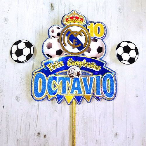 Topper Para Tortas Futbol Real Madrid Personalizado Ocasión