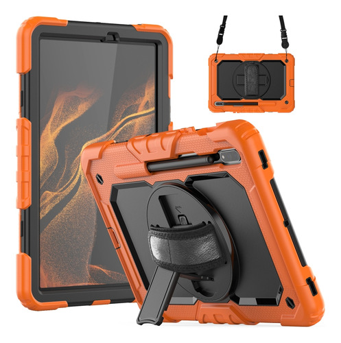 Funda De Silicona Naranja+negra Para Samsung Galaxy Tab S8 D